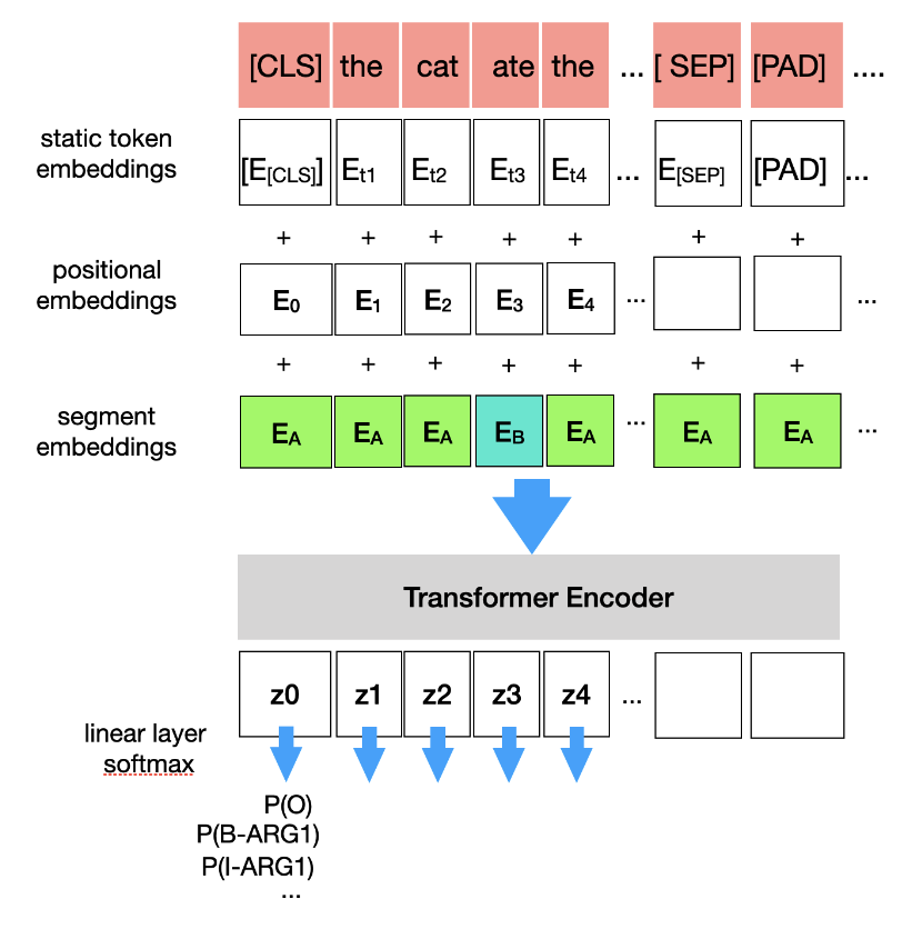 Finetuning BERT for Semantic Role Labeling diagram